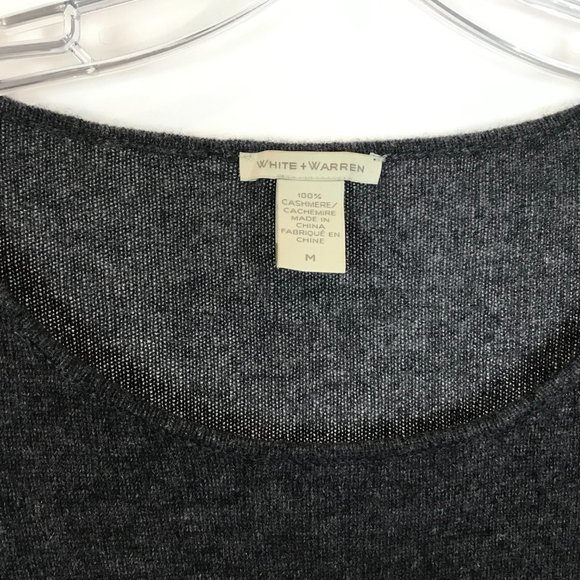 Womens Size Medium White + Warren Gray Pure Cashmere Knit A-Line Mini Dress - Picture 2 of 3
